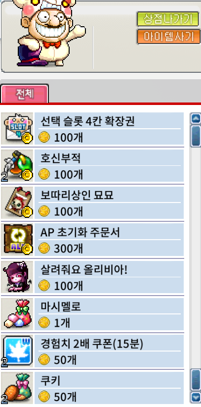 월드 보스 레이드 코인 상점 품목
