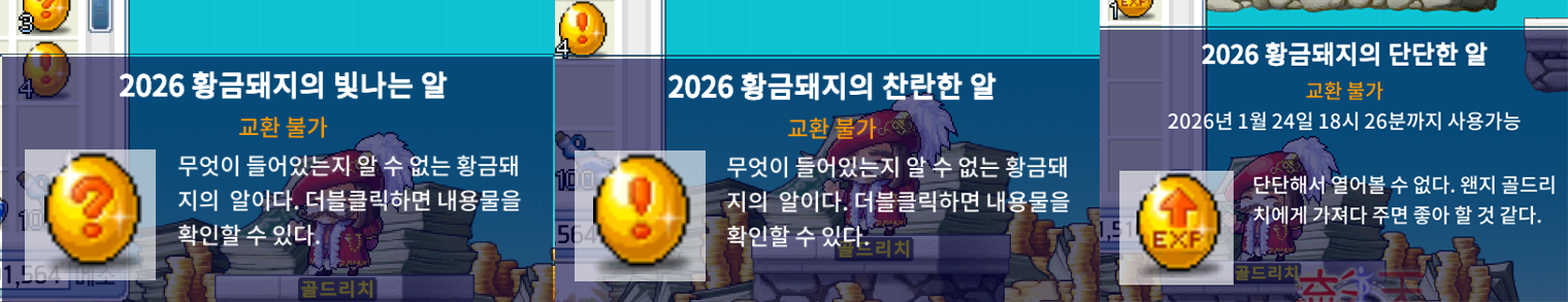 메이플랜드 2026 골드리치 나침반 신년 이벤트 정리 6 2026 황금돼지의 알 종류